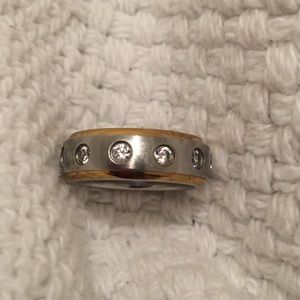 Stainless Steel Bezel Set Diamonique Eternity Band Ring Size 5